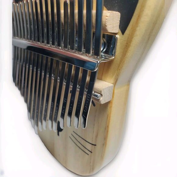 Wood Kalimba 17 Keys Engraved With Notes Cat Shaped Thumb Piano w Case And Book - Picture 5 of 9